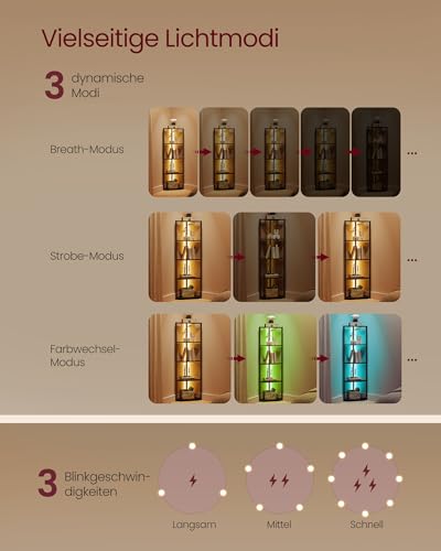 VASAGLE Eckregal mit 5 Ebenen, Bücherregal mit Einstellbarer LED-Beleuchtung, Regal mit Stahlrahmen, 24,8 x 48 x 146,6 cm, für Wohnzimmer, Schlafzimmer, Arbeitszimmer, ebenholzschwarz LBC590B02