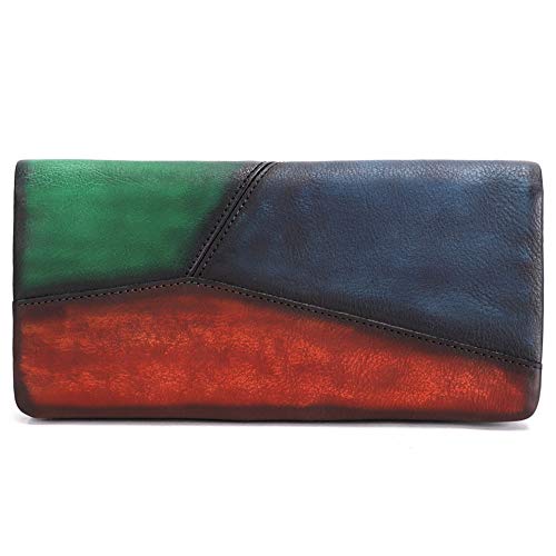 Slim Bifold Leather Wallets for Women Vintage Handmade Thin Purse Clutch (Multicolor3)3