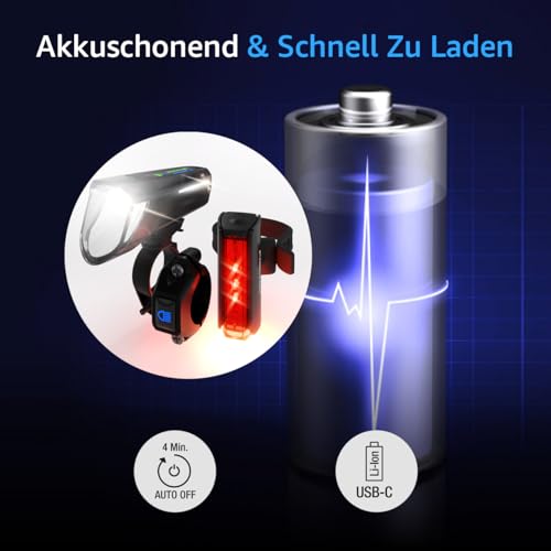 Fahrradscheinwerfer mit Fernlicht Fischer Akku Beleuchtungs-Set 100+80 Twin