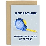 Old English Co. Fun Birthday Card for Godfather - 'No One Measures Up To You' DIY Handyman Card for Him - Card for Men - Thank You Greeting Card From Goddaughter Godson | Blank Inside with Envelope