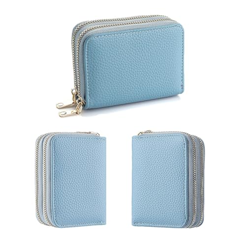 Women's Accordion Wallet with Double Zipper RFID-Blocking Card Organizer, Slim Coin Purse for Credit Cards/ID/Cash3