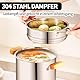 Frittiertopf, 3L Frittiertopf mit Sieb, Frittierkorb, Topfdeckel, Dampfgarer, Lebensmittelclip, 304 Edelstahl Ölfiltertopf, Höhere Topfkante, Frittiertopf mit Ausgießer, Multifunktionale Fritteuse