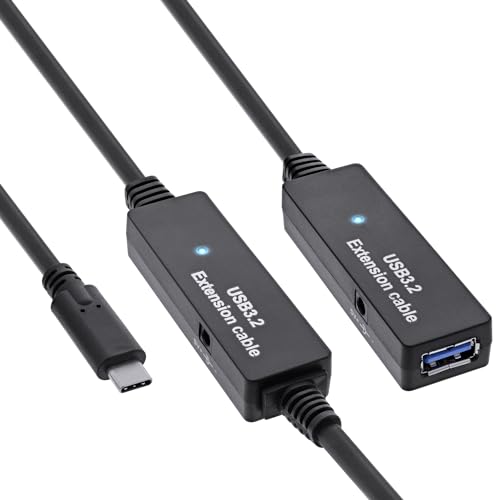 USB 3.2 Gen.1 - Prolunga attiva spina USB-C a presa USB-A cavo reapter con amplificazione del segnale lunghe distanze per dischi rigidi stampanti webcam tastiere e altro ancora 10 m