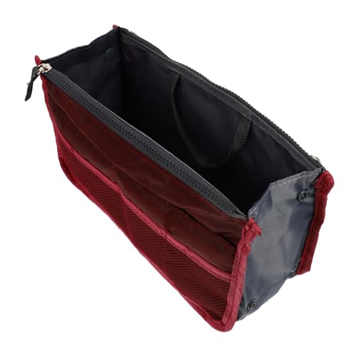 SUPVOX Forro de Bolsa Multicapa Plegable Gran Capacidad Múltiples Bolsillos Organizador de Bolso de Nailon Resistente Color Vino Tinto Adecuado para Viajes y Uso Diario