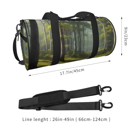 Whispering Woods Printed Travel Bag,Round Personal Item Storage bag,Foldie Duffel Bag for Traveling Vacation,Fitness,Sports4