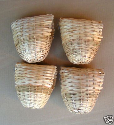 Mcage Finch Bird Bamboo Covered Bird Nest Lot of 4 - Large