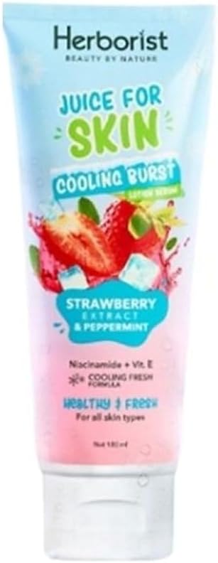 Herborist, Juice For Skin series, Cooling Burst Lotion Serum, 180ml, Strawberry & Peppermint (Pack of 1)