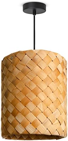 Paco Home Lampa Wisz±ca LED Do Salonu Sypialni Jadalni Aba¿ur Papierowy E27, Kolor:Holz (?25cm), Typ oprawy__Kolor:Lampa wisz±ca - Czarny