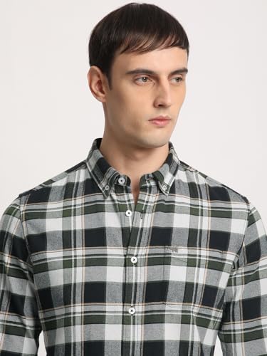 Image of THE BEAR HOUSE Men Cotton Slim Fit Solid Casual Shirt