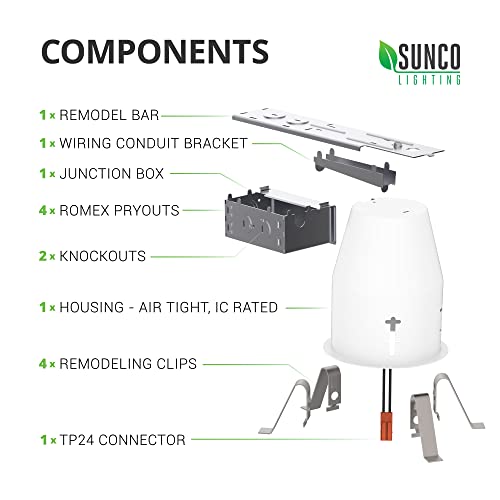 Sunco 12 Pack Can Lights For Ceiling 4 Inch Remodel Recessed Lighting Housing, 120-277V, Tp24 Connector Included, Air Tight Steel Can, Easy Install, Ic Rated, Ul Listed #TOP4