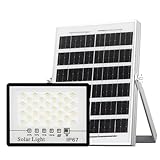 YLZKIX 128 LED Solar Outdoor Light, IP67 Waterproof Wide Angle Flood Wall Light, 3 Modes (Light Sensor+Remote+Timer), 8-12H Working Time, ABS+Tempered Glass for Yard/Garage/Corridor
