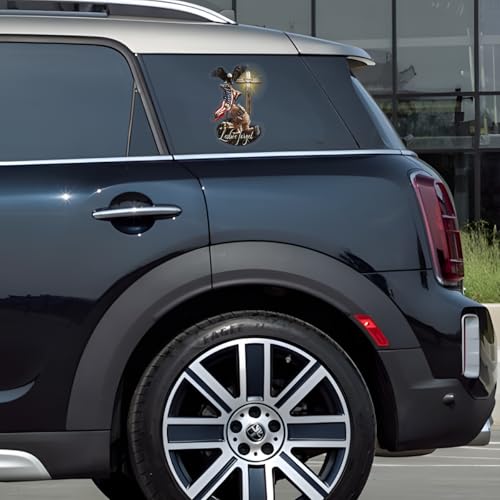 Image of Veteran American Flag with Eagle and Jesus Cross Lost We Forget Car Window Decals, Meaningful Gift for American Veterans, Transparent Car Vinyl Decal Sticker for Car Windows (6x9 inches)