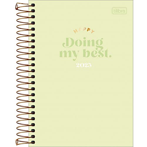 Agenda Espiral Diária 14 x 20 cm Happy 2023 - Verde - Tilibra