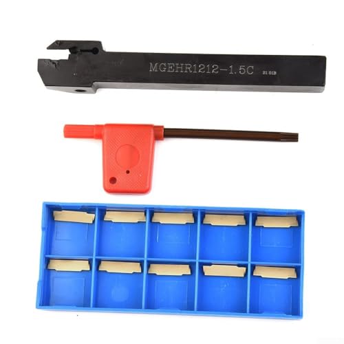 Heavy-Duty MGEHR1212-1.5 Grooving Cutter Set, 10 MGMN150-G Carbide Inserts, Easy Replacement Design, For Metalworking And Manufacturing