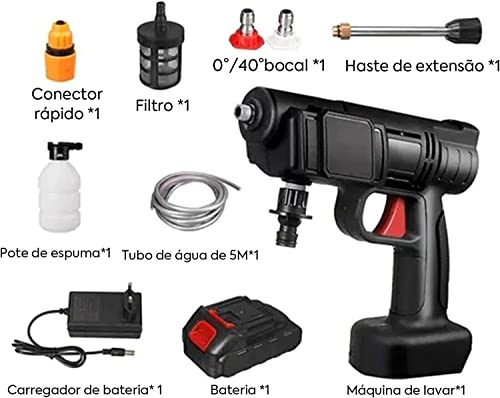 Lavadora De Alta Pressão Sem Fio Recarregável 180W 36 Bar Bivolt C/Maleta + Acessórios