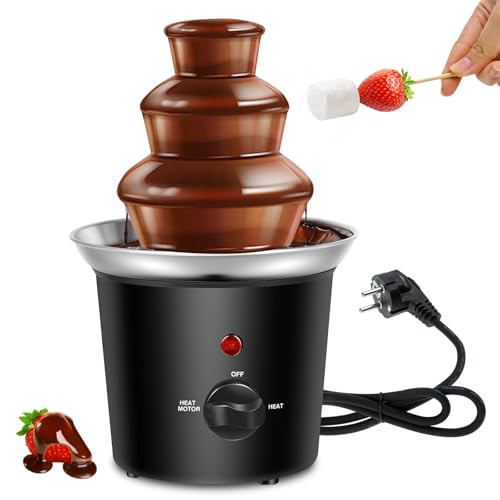 Fontaine à chocolat électrique à 3 niveaux - En acier inoxydable - 60 W - Capacité : 450 g - Pour fêtes, anniversaires, Noël