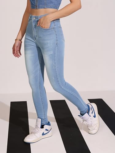 Image of Dolce Crudo Women's Skinny Fit High Rise Cropped Length Stretchable Denim Jeans