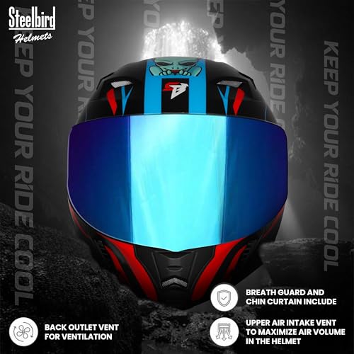 Image of Steelbird SBA-20 Strange ISI Certified Flip-Up Graphic Helmet for Men with Inner Silver Sunshield