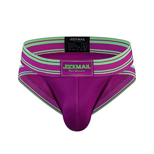 Jockmail Mesh Athletic Supporters Mens Briefs Underwear Comfort Male Underwear For Gym Sport (As1, Alpha, M, Regular, Regular, Purple) #TOP2