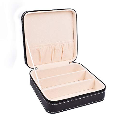 HanLingGG Watch and Sunglass Storage Box Organizer 3 Slots PU Leather Eyeglasses Eyewear Jewelry Display Case Collector with Lid