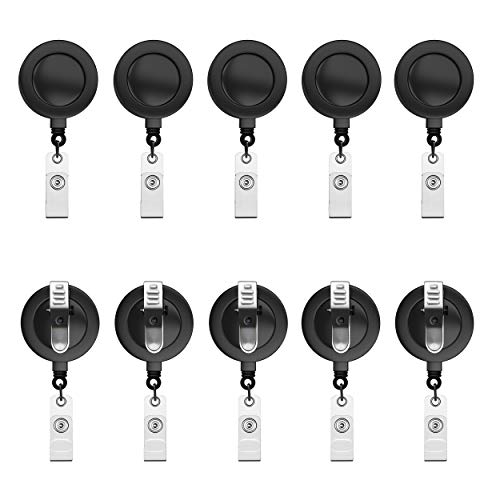 N1U 10 Pack Badge Reels Retractable With Swivel Alligator Clip - Retractable Badge Clips For Work - Retractable Badge Holders With Clip For Nurses - Durable Retractable Id Badge Clips In Bulk - N1U #TOP7