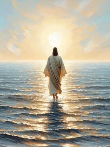 Image of MBNTJHT Jesus Stamped Cross Stitch Kits,DIY Cross Stitch Ornament Kits for Adults Beginners,11CT Counted Embroidery Needlepoint Art Crafts Kit for Home Decor 12x16 Inch.