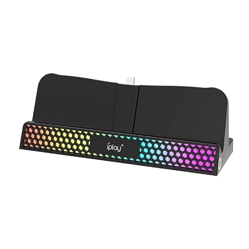 Stacja ładująca do konsoli PlayStation Portal Console, przenośna stacja ładująca ze światłem RGB Podstawka ładująca akcesoria do konsoli portalnej PlayStation 5 (czarny)