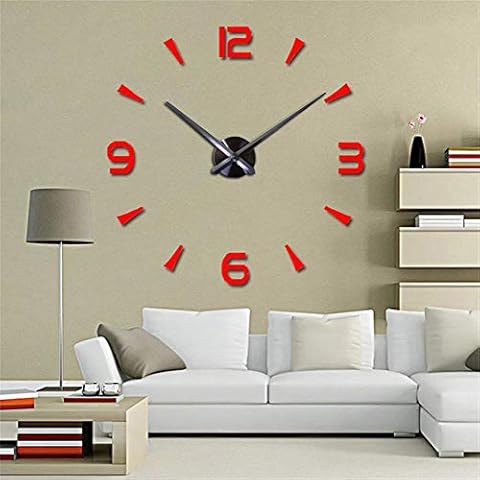 CreationStore LOZMOM Decorative 3D DIY Wall Clock, Frameless Wall Clock with Mirror Surface,Wall Stickers,Large Size Wall Decorative Clock for Living Room Bedroom Office Hotel Cover