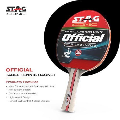 Image of Official Table Tennis (T.T) Racket | Advanced TT Racquets| Black /Red Grip Designed Comfortable Wooden Table Tennis Bat