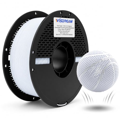 WISDREAM FlexiTough Flexible Filament, Developed Specifically for 3D Printed airless basketballs,1.75mm,1KG (2.2lbs),Com