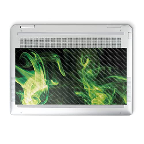 Image of MightySkins Carbon Fiber Skin Compatible with HP Spectre x360 14 inch (2022) Full Wrap Kit - Green Mystic Flames | Protective, Durable Textured Carbon Fiber Finish | Easy to Apply | Made in The USA