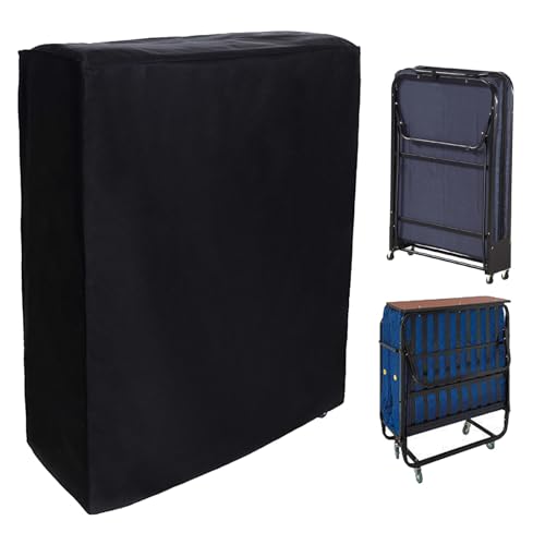 Aynaxcol 33in Rollaway Bed Storage Cover, Folding Bed Storage Cover with Zipper and Adjustable Drawstring,Thick Fabric Waterproof and Dust Resistant Black (33" x 13" x 42")
