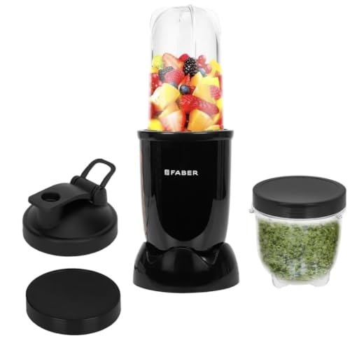 Image of Faber Sportz 2-in-1 Nutrifit Nero Blender Mixer Grinder - 550W, 100% Copper Motor, Detachable SS Blade, 500ML & 300ML Jars, Wet & Dry Grinding, Smoothie Maker, 2 Year Warranty