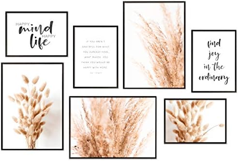 Hyggelig Home Zestaw plakatów premium  7 pasujących obrazów w stylowym zestawie  kolaż obraz dekoracja ścienna  zestaw Beauty  z czarną ramką