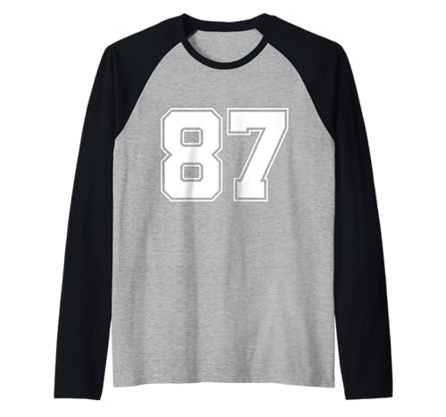 Numero 87 - Miglior Carattere Classico College American Varsity Style Maglia con Maniche Raglan