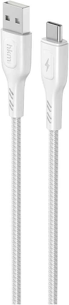 KNIT 2A Çıkış, USB-A to Type-C Şarj ve Data Aktarım Kablosu, Örgü Tasarım, 1 metre, Beyaz