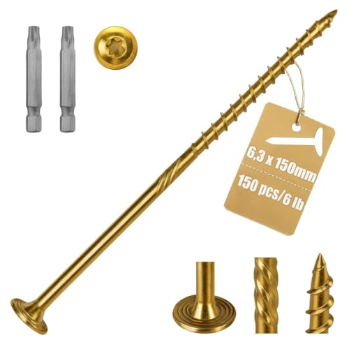 Vis à bois zinguées 6,3x150 mm à empreinte étoile Torx T30 robustes