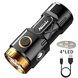 ALONEFIRE X84 LED Mini Flashlight High Lumens USB C Rechargeable Small Flashlight with Side COB Light ABS Shell 6 Light Modes Magnetic with Clip, Lampshade, Built-in Rechargeable Battery for EDC