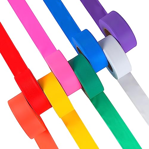 KIWIHUB Fluorescent Orange Flagging Tape 12 Rolls - Non-Adhesive Neon Marking Surveyors Caution Tape, for Tree Marking, Hunting, Boundaries Areas Marking, 1-3/16 in. x 150 ft,3.35 Mil Thick