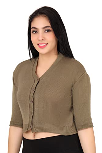 Image of Women Winter Wear V-Neck Half Sleeves Regular Fit Woollen Blouse