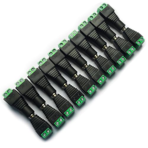 DAYKIT 10 Pairs 12V Male+Female 2.1x5.5MM DC Power Jack Plug Adapter Barrel Connector for CCTV Security Camera Led Strip