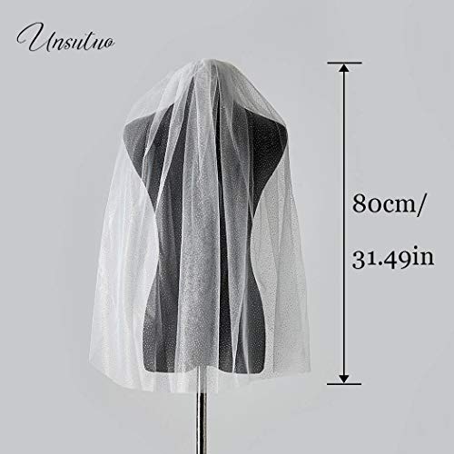 Unsutuo 1 Tier Glitter Bride Wedding Veil Fingertip Bachelorette Party Veil Sparking Bridal Veil For Women And Girls (Ivory) #TOP4