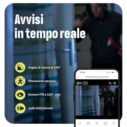 Netatmo OMAJIN by, Videocamera di Sorveglianza Esterna e Interna wireless 2K, visione 140°, IP65, SD/Cloud 64 GB, rilevamento movimenti/persone, batteria 9600mAh, audio bidirezionale, OWC-01 - 4