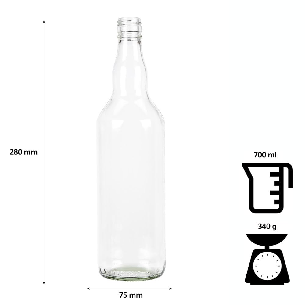 Lot de 40 bouteilles monopolistiques vides de 700 ml pour vodka, eau-de-vie, jus de fruits, cadeaux avec bouchons, noir (28/18)