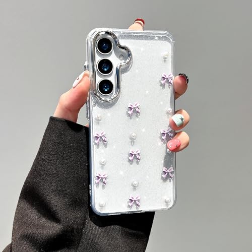 EYZUTAK Case for Samsung Galaxy S24 Plus, Bling Glitter 3D Bowknot Purple by EYZUTAK - Used condition - Image 3