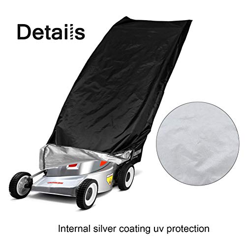 Lawn Mower Cover, Premium Waterproof Push Mower Cover, Uv Protection Snow Rain Wind Dust Water Birds,Universal Size With Drawstring,Storage Bag And Buckle (Black) (74* 39*25In) #TOP3