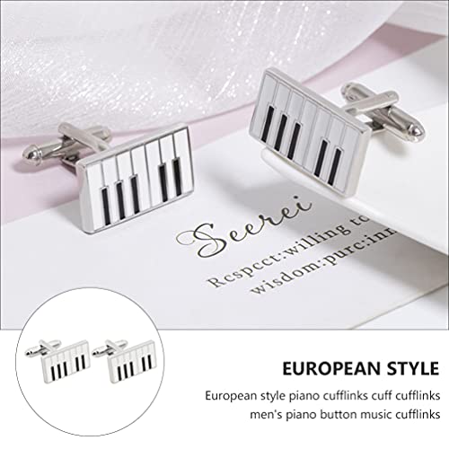 Generic 1 Pair Alloy Shirt Studs Metal Mens Cuff Links Piano Shape Cufflinks Metal Textured Mens Cuff Links Gifts For Musical Lovers Teacher Student #TOP1