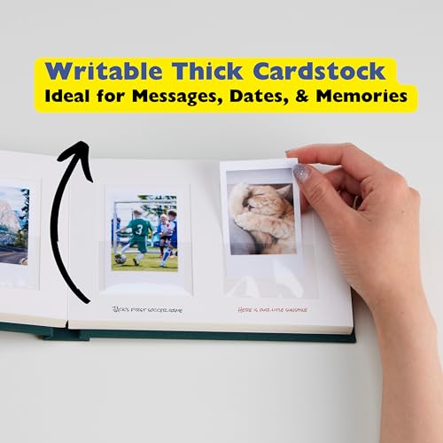 Occasional Motto Fotoalbum mit 48 Taschen, Leinen, Hardcover, Hochzeitsgästebuch mit Platz zum Schreiben, passend für Instax-Mini-Filme, 5,1 x 7,6 cm Sofort-Fotofilm, Beige/Creme