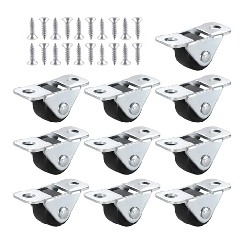 DUINIU 10 Mini Ruedas Blandas Y 20 Tornillos, Ruedas Lineales De Bajo Ruido, Ruedas para Muebles De Alta Resistencia, Accesorios para Muebles, Adecuados para Cajones, Mesitas De Noche, Cunas.
