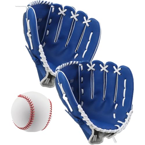 Vlfn キャッチボールセット 大人用 12.5インチ 親子・カップル対応 右投げ用左手専用グローブ 軽量設計 ジュニアも可能 公園練習用 初心者セット 外遊び 耐久性 (10.5インチ,ブルー)